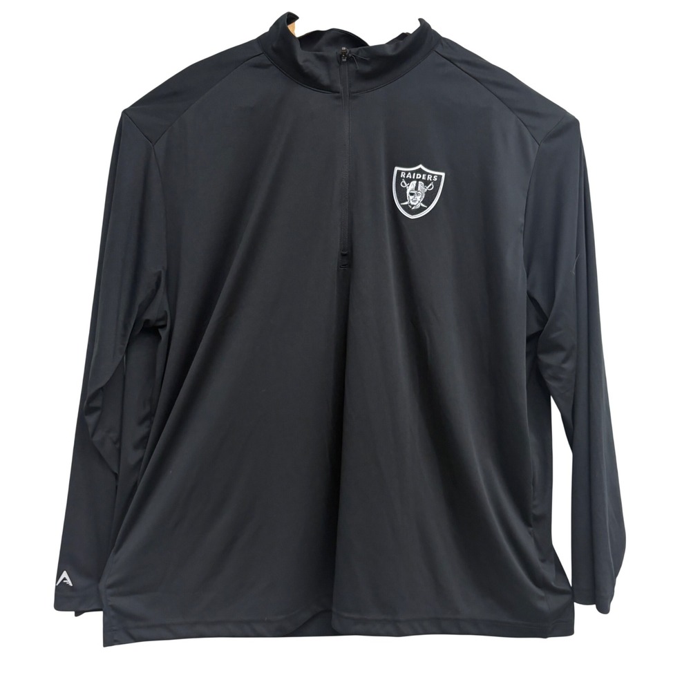 Antigua Mens Las Vegas Raiders Tribute Pullover 1/4 Zip Black 3XL EB4060